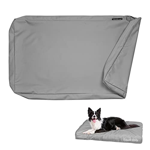 Waterproof Dog Bed Cover Canvas Washable Dog Crate Pad Replacement Cover, 34Lx22Wx3.5H inch, Gray