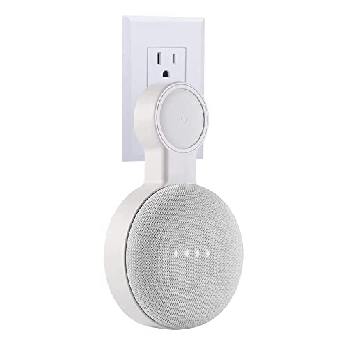 Sintron Outlet Wall Mount Holder for Google Nest Mini and Google Home Mini, A Space-Saving Accessories with Cord Management for Google Smart Speakers 1st Gen. and 2nd Gen, No Messy Wires or Screws.