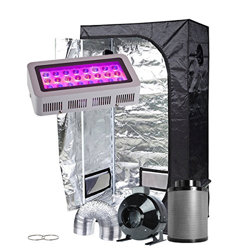 Oppolite Indoor Grow Tent Kit Complete Package LED 300W Grow Light Kit +4" Inline Fan Filter Combo+ 36"X20"X63"600D Grow Tent Hydroponics Growing System (LED300W+36"X20"X63"+4" Ventilation Kit)