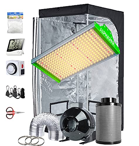 TopoGrow Hydroponic Growing Tents Kit Complete AlphaPar AQ300 LED Grow Light Lamp Full-Spectrum, 32"X32"X63"Indoor Grow Tent, 4" Ventilation Kit with Accessories for Plant Growing