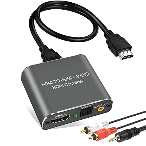 HDMI 2.0 Audio Extractor,Hdiwousp HDMI to HDMI Optical Toslink SPDIF or 3.5mm AUX Stereo Audio Out,4K@60Hz HDMI Audio Adapter Supports HDCP2.2 18 Gbit/s 4:4:4 HDR 3D