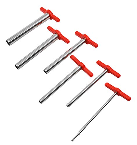 7 Piece Cork Borer Set - Includes 6 Cork Borers and One Steel Ram Rod - Nickel-Plated Brass with Plastic Handles - Useful for Both Rubber Stoppers and Corks - Eisco Labs