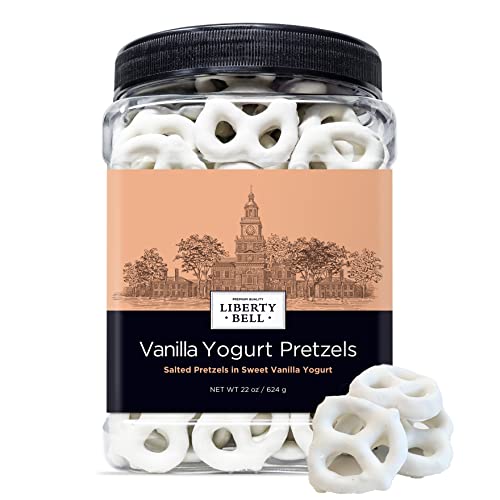 Liberty Bell Vanilla Yogurt Covered Mini Pretzels, Gourmet Sweet Salty Snacks, 22 Ounce Tube