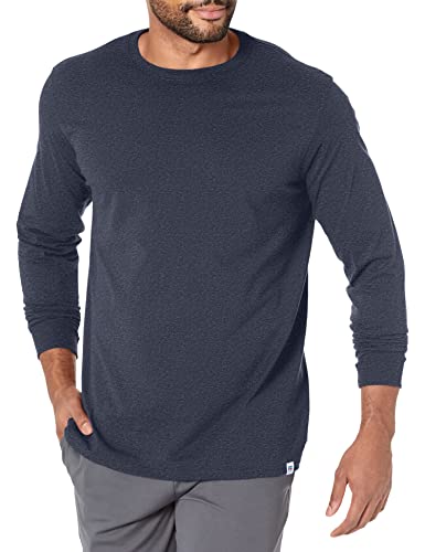 Russell Athletic mens Cotton Performance Long Sleeve T-Shirt, Black Heather, XL