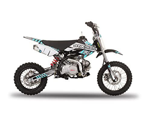 SYX MOTO Electric Start Kids Dirt Bike Roost 125cc 4-Stroke Gas Powered Pit Bike Off Road Fully Automatic Transmission,BLACK/BLUE