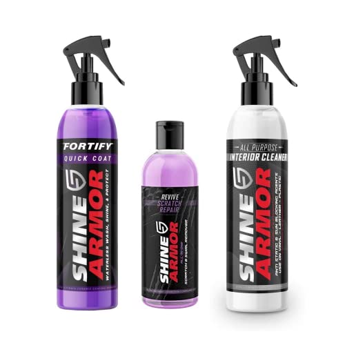 SHINE ARMOR Revive Car Scratch Remover Repair Protection and Swirl Removal Polish & Fortify Quick Coat Ceramic Coating Polish Spray & Interior Cleaner Detail Restoration Spray