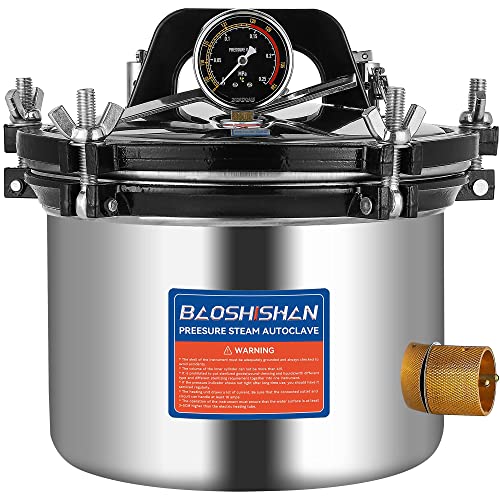 BAOSHISHAN 8L Steam Autoclave 8.4 QT Stainless Steel Portable Lab Autoclave 1.2KW 110V