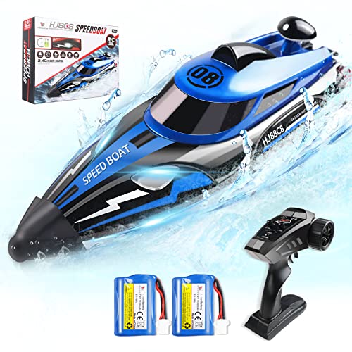 RC Boat Jonzoo 25MPH High Speed Remote Control Boat for Pools and Lakes with Subversion Function and Cooling System,2.4 GHZ Controller RC Boats for Adults and KidsBlue