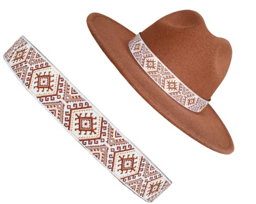 Cream, Brown Hat Band, Adjustable Cowboy Hatbands, for Women and Men Western Style Hat Belt