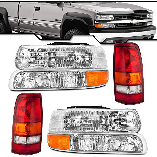 EPIC LIGHTING OE Fitment Replacement Headlight Signal Marker Light Tail Light Combo Set Compatible with 1999-2002 Silverado Models Only [ 6-Piece ] Driver and Passenger Sides