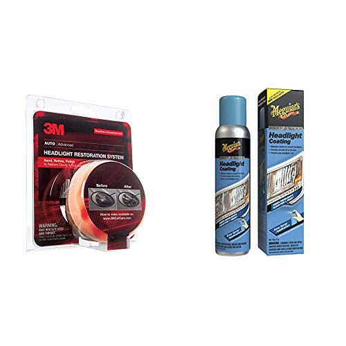 3M 39008 Heavy Duty Kit Headlight Lens Restoration System + Meguiar's G17804 Keep Clear Headlight Coating, 4 oz.  Maintain The Clarity of Your Headlights