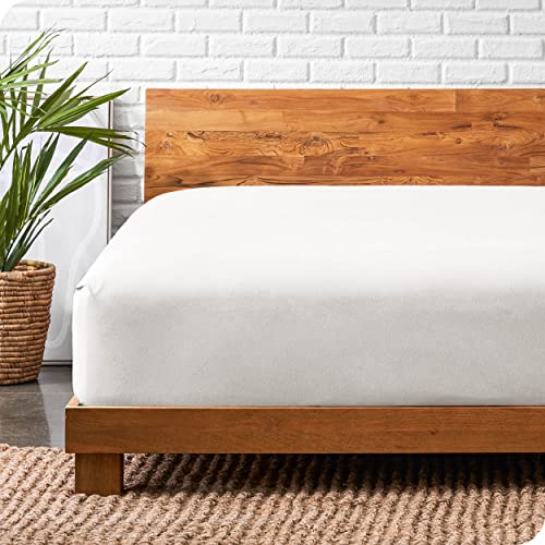 Bare Home Flannel Fitted Bottom Sheet 100% Cotton Twin Extra Long, Velvety Soft Heavyweight - Double Brushed Flannel - Deep Pocket (Twin XL, White)