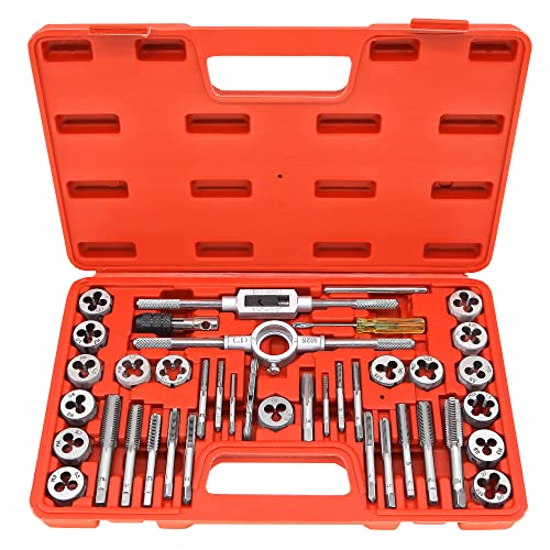 GMTOOLS 40PCS Tap and Die Set, Metric Size Standard M3 to M12, Threading Tool Set for Cutting External and Internal Threads with Adjustable Handles, Complete Accessories and Storage Case