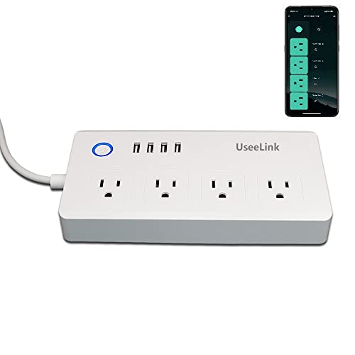 Smart Power Strip, WiFi Surge Protector Compatible with Alexa & Google Home, Smart Plug with 4 USB Ports & 4 AC Outlets, Voice and Remote Control & Timer Schedule, 5ft Extension Cord