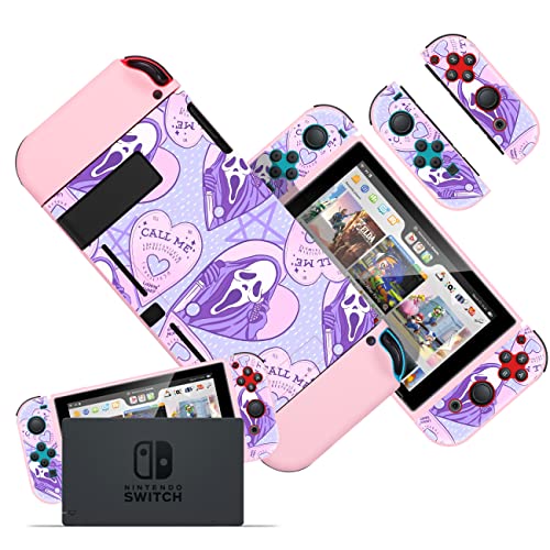 Oqplog Ghost Case for Nintendo Switch Themed Skeleton Skull Cool Design Character Fashion Scratch Resistant Cases Hard Shell Cover for Girls Kids Boys Men for Switch,Pp