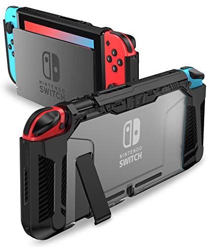 PiMivco Dockable Case for Nintendo Switch 2017,Protective Case Compatible for Nintendo Switch and Joy-Con Controller ,TPU Grip Cover with Shock-Absorption and Anti-Scratch Design(Black)