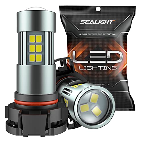 SEALIGHT 5202 LED Fog Lights Bulbs, 6000K Xenon White, 27 SMD Chips DRL Bulbs, 5202 5201 PS19W PS24W LED Fog Light, Pack of 2