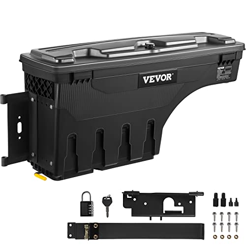 VEVOR Truck Bed Storage Box, Dodge Ram 1500 2019-2021, Driver Side, Lockable Lid, Waterproof ABS Wheel Well Tool Box 6.6 Gal/20 L with Password Padlock