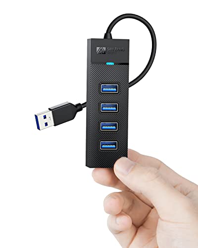 4 Ports USB Hub, SANZANG USB 3.0 Hub, 5Gbps USB Splitter USB Port Expander for Laptop, Xbox, Flash Drive, HDD, Console, Printer, Camera,Keyborad, Mouse6 inch