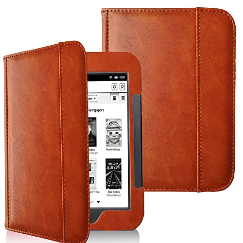 AFesar Barnes and Noble Nook Simple Touch eBook Reader GlowLight Cover Case, Folio Premium PU Leather Pocket Cover for Nook 2 (Model:BNRV300)/ Nook 3(Model:BNRV350) Ebook Case (Brown)