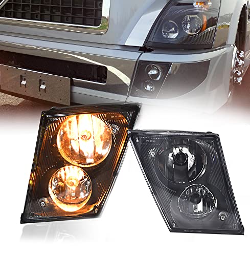 Torque PAIR Fog Light Lamp Set Replacement for 2003-2017 Volvo VN VNL 630 670 730 780 semi Trucks [Included All Bulbs] Assembly DOT SAE Approved Driver Passenger Side LH RH (TR002-L, TR002-R)