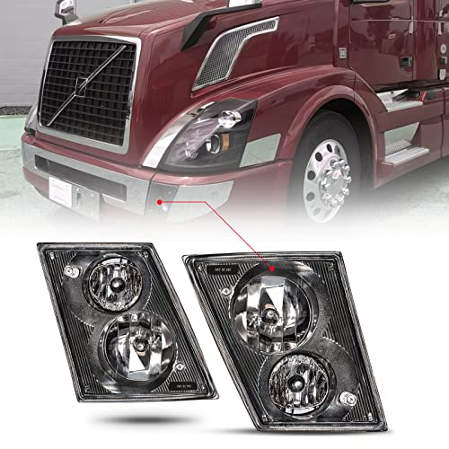 GUO SHI VNL Fog Lights Fit for 2003-2017 Volvo VN Truck, Replacement Fog Lamps Assembly, Pair Set Passenger Right Driver Left Side, Black