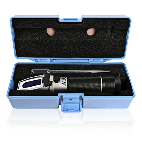 Brix Refractometer with ATC, Dual Scale - Specific Gravity & Brix, Hydrometer in Wine Making and Beer Brewing, Homebrew Kit