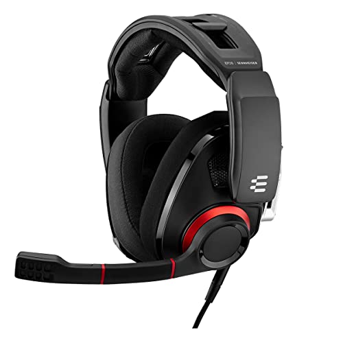 EPOS I SENNHEISER GSP 500 Wired Open Acoustic Gaming Headset, Noise-Cancelling Microphone, Adjustable Headband with Customizable Contact Pressure, Volume Control, PC + Mac + Xbox + PS4, Pro Black/Red