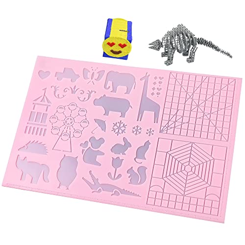 Pink 3D Printing Pen Mat - 3D Pen Mat for Kids, Adults - 16.3x10.8 inch 3D mat with Animal Patterns for 3D Printing Pen - Great 3D Silicone Pen Mat - Pink