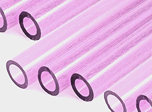 Devardi Glass COE 33 Boro Tubes, 7 Transparent 8mm Pink Borosilicate 12" Tubing
