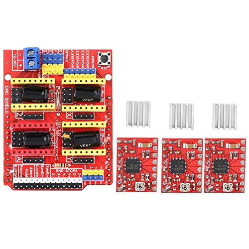 3D Printer CNC Shield V3 Engraver Expansion Board with 4X A4988 Driver Module and 4 x Radiator