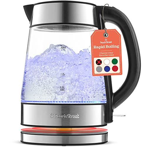 Speed-Boil Water Electric Kettle, 1.7L 1500W, Coffee & Tea Kettle Borosilicate Glass, Wide Opening, Auto Shut-Off, Cool Touch Handle, LED Light. 360 Rotation, Boil Dry Protection
