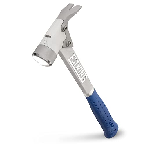 ESTWING AL-PRO Aluminum Framing Hammer - 14 oz Straight Rip Claw with Smooth Face & Shock Reduction Grip - ALBL , Blue