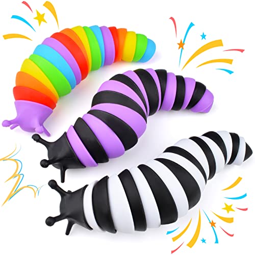 Cevioce Fidget Slug Toy, Sensory Slug Fidget Toy for Kids & Adults, 3Pcs Cute Autism Sensory Toys for Autistic Children, Toddler ToysExercise Wrist Strength & Stress Relief, Great Gift for ADHD