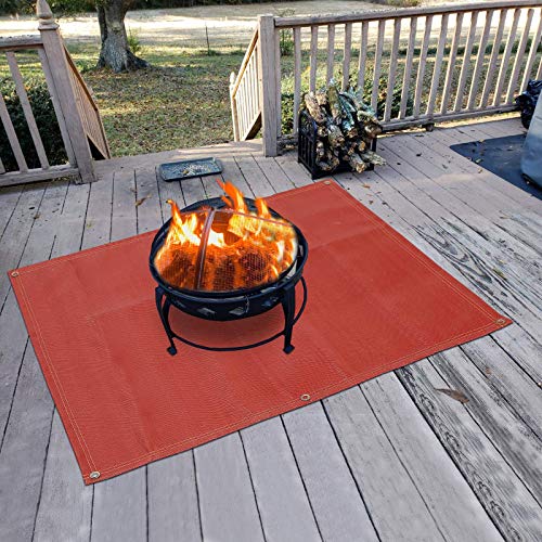 Fire Pit MatSilicone stove fire matRetardant | Fireproof | Heat ResistantEmber Mat and Grill mat Under the stove, Protect your deck, terrace, lawn or campground from embersWashable (7058)
