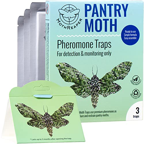 Pantry Food Moth Trap 3-Pack - Prime Pantry Moth Traps with Pheromones, Get Rid of Indian Meal and Flour Moths, Kitchen Moth, Safe for Home, Eliminate Moth Infestation
