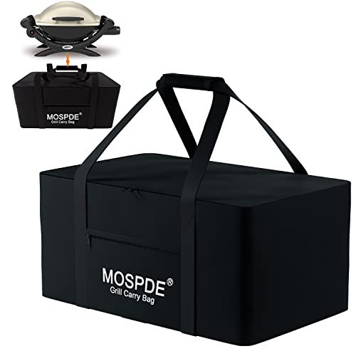 MOSPDE Grill Carry Bag Fits for Weber Q1200 Q1000 Propane Gas Grill, Portable Grill Carrying Bag for Q1400 Electric Grill, 600D Heavy Duty Water-Resistant Griddle Carry Bag for Camping and Barbecue
