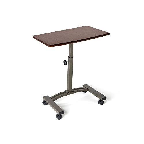 Seville Classics WEB162 Mobile Laptop Computer Desk Cart Height-Adjustable from 20.5" to 33", Slim, Walnut