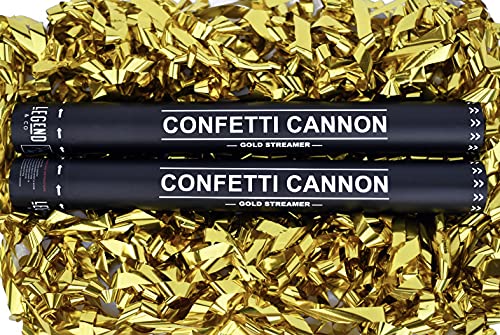 Legend & Co. Gold Streamer Confetti Cannons (2 Pack) | Air Powdered | Launches up to 25ft | Party Supplies Celebrations, New Year's Eve, Birthdays and Weddings