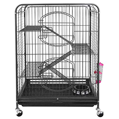 BBBuy Ferret Cage Small Animals Hutch Pet Habitat Critter Nation Unit House (1 Bottom Tray,2 Front Doors,3 Ramps,4 Levels,25.6 x 17.3 x 36.2) for Cat,Rabbit,Chinchilla,Rat,Sugar Gliders,Hamster