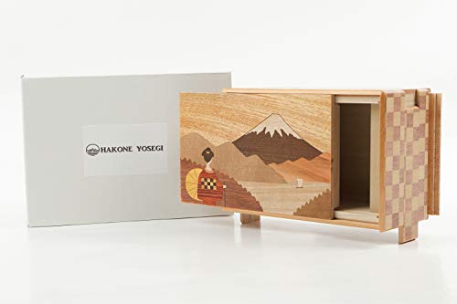 HAKONE YOSEGI 21 Steps, Japanese Puzzle Box, Wooden Puzzle Box, Brain-Teaser Box, prepaid Debit Cards, Secret Box, Hidden compartments for Children and Adults, with a Gift Box (6in, Maiko)