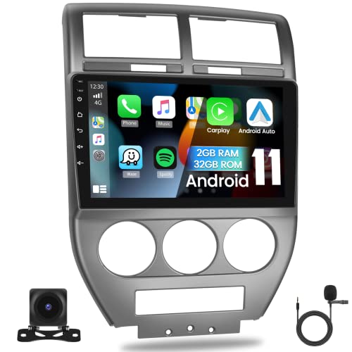 for Jeep Compass & Patriot 2007 2008 2009 Car Stereo Android 11 CarPlay Android Auto Car Radio 10.1 Inch Touch Screen with GPS Navigation Bluetooth Backup Camera (2GB+32GB)
