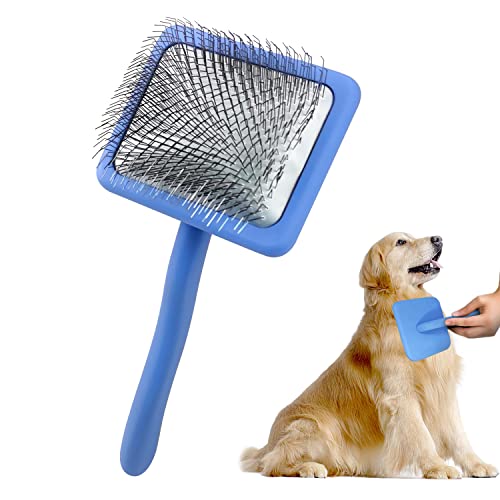 Slicker Brush for Poodles Doodle, Dog Doodle Brush for Grooming Large Pet Hair, Poodle Labradoodle Bernedoodle Dog Long Pin Slicker Brush, Blue