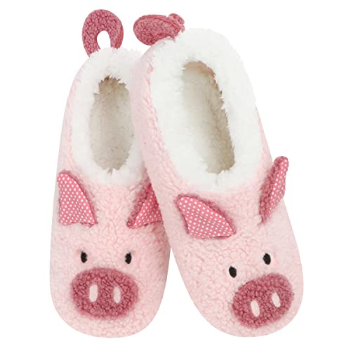 Snoozies Women's Pig Slippers Barnyard Buddy - Pig (Large)