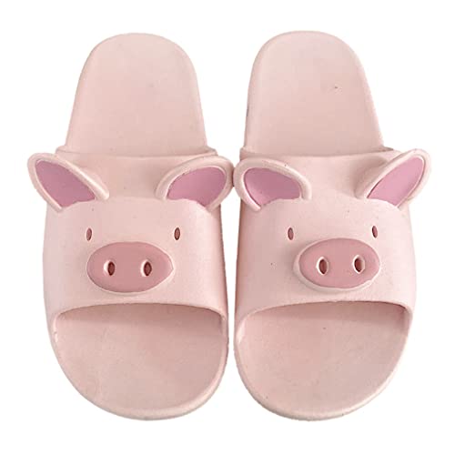 HengQiu summer slippers animal slippers women's slippers sandals pig slippers bathroom slippers (6.5/7.5, Pink, numeric_6_point_5)