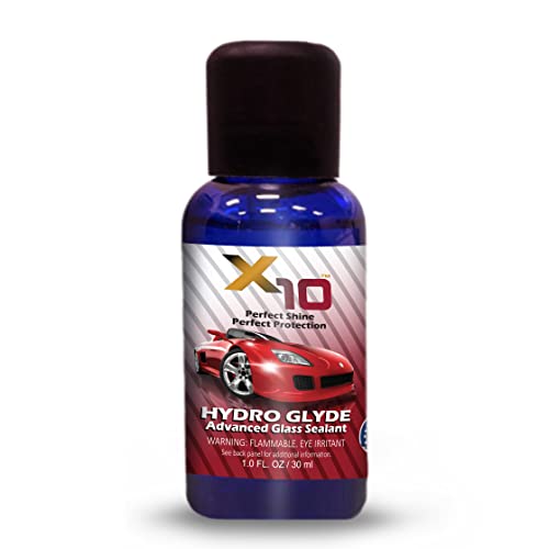 X10 Hydro Glyde Hydrophobic Windshield and Glass Sealant (30 ml) - up to 6 mos of Protection| Anti Fog Glass Coating, Water Repellant and Sealer for Cars, Boats, RV's & Motorcycle (Made in USA)