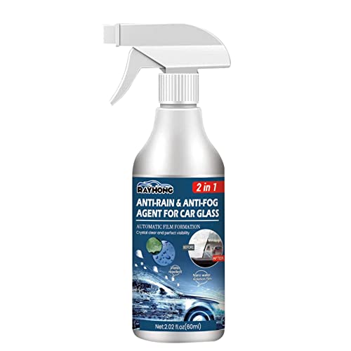 60ML Anti Fog Spray, Auto Windshield Cleaning Agent, Film Coating Agent for Automotive Interior Glass and Mirrors, Anti Fog Agent for Car Glasses to Prevent Fogging and Improve Driving Visibility