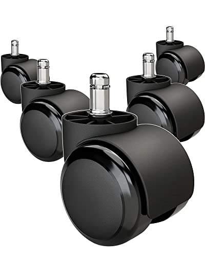 Office Chair Wheels Brozigo Chair Wheels Replacement 5-Pack, Office Chair Casters Heavy Duty Replacement for Hardwood Floors and Carpet, 2 inch Fits 99%, Black