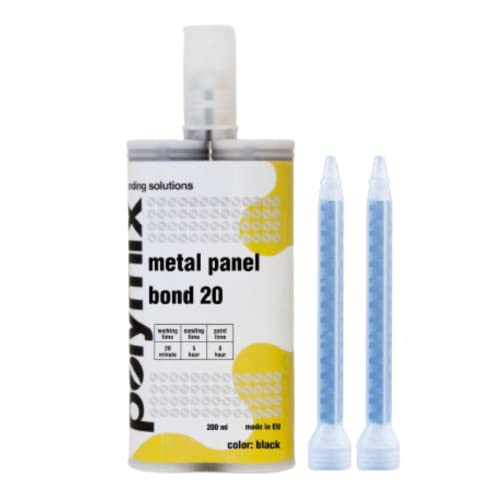 Polymix Metal Panel Bond 20 Adhesive 200ml Cartridge & Two Application Mixing Nozzles