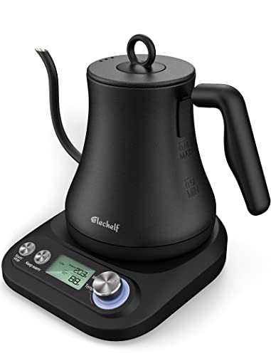 Elechelf Electric Gooseneck Kettle, 0.8L Pour-Over Coffee Kettle, Variable Temperature Control Tea Kettle, Auto Shut off & Boil-Dry Protection, 1000W Stainless Steel Electric Kettle